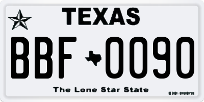 TX license plate BBF0090