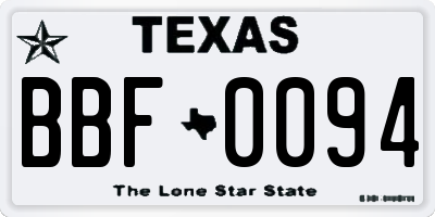 TX license plate BBF0094