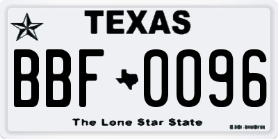 TX license plate BBF0096