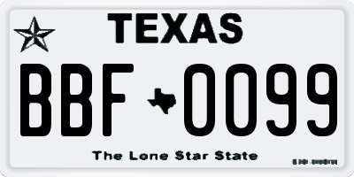 TX license plate BBF0099