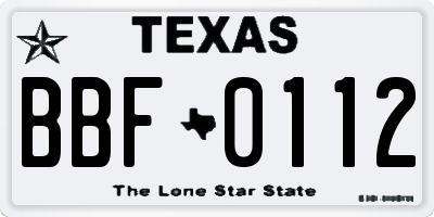 TX license plate BBF0112