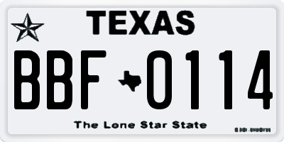 TX license plate BBF0114