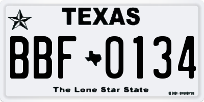 TX license plate BBF0134