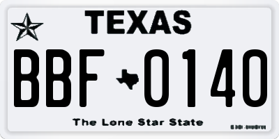 TX license plate BBF0140