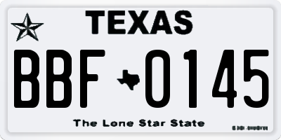 TX license plate BBF0145