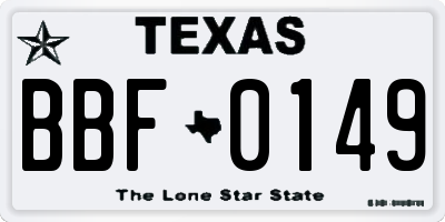 TX license plate BBF0149