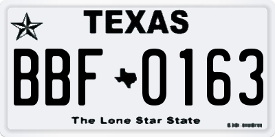TX license plate BBF0163