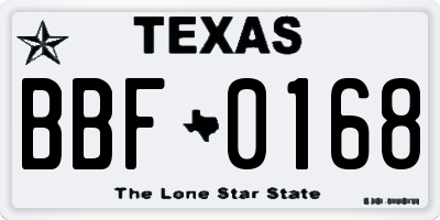 TX license plate BBF0168