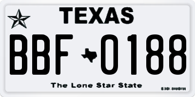 TX license plate BBF0188