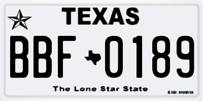 TX license plate BBF0189