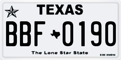 TX license plate BBF0190