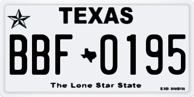 TX license plate BBF0195