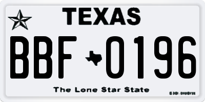 TX license plate BBF0196