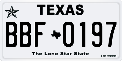 TX license plate BBF0197