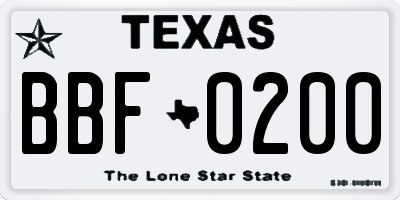TX license plate BBF0200