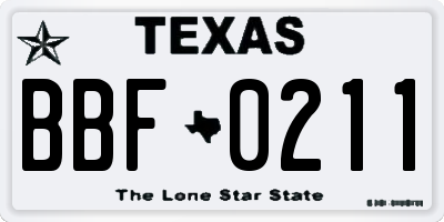 TX license plate BBF0211