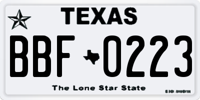 TX license plate BBF0223