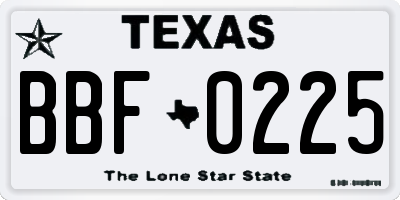 TX license plate BBF0225