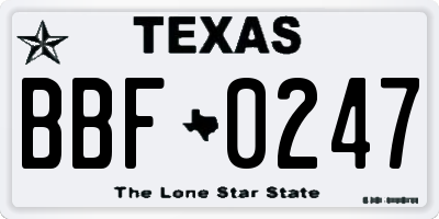TX license plate BBF0247
