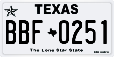 TX license plate BBF0251
