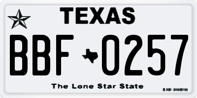 TX license plate BBF0257
