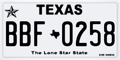 TX license plate BBF0258