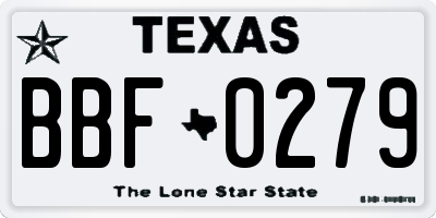 TX license plate BBF0279