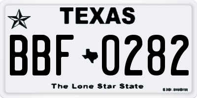 TX license plate BBF0282