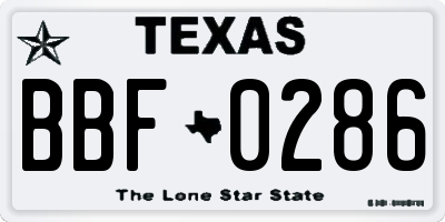 TX license plate BBF0286