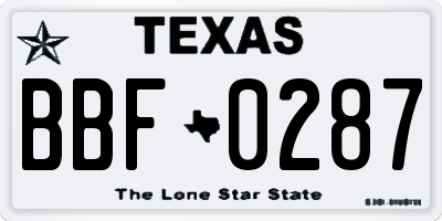 TX license plate BBF0287