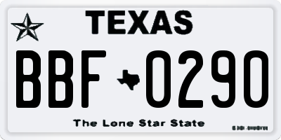 TX license plate BBF0290