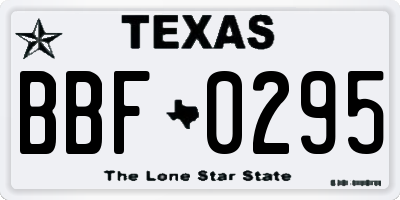 TX license plate BBF0295