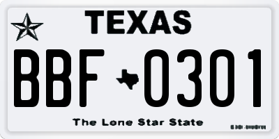TX license plate BBF0301