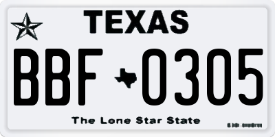 TX license plate BBF0305
