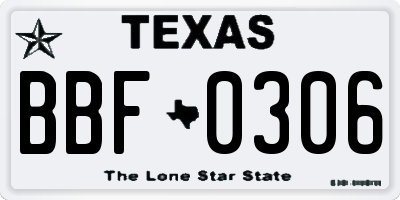 TX license plate BBF0306