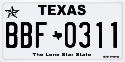 TX license plate BBF0311