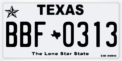 TX license plate BBF0313