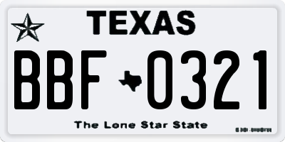 TX license plate BBF0321