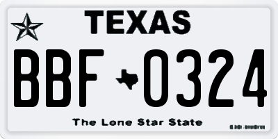 TX license plate BBF0324
