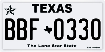 TX license plate BBF0330