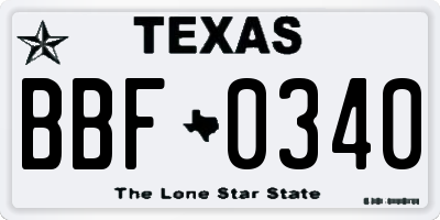 TX license plate BBF0340