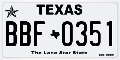 TX license plate BBF0351