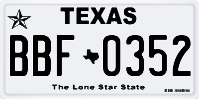 TX license plate BBF0352
