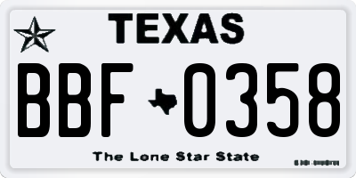TX license plate BBF0358