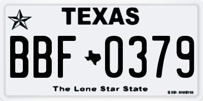 TX license plate BBF0379