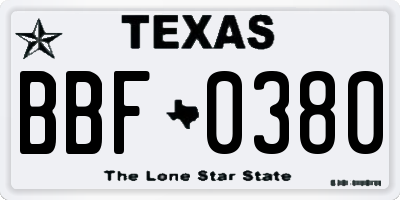 TX license plate BBF0380