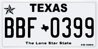 TX license plate BBF0399