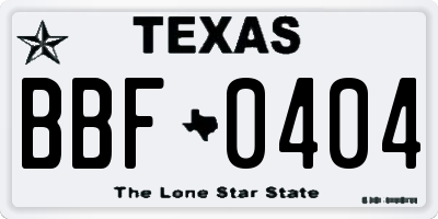 TX license plate BBF0404