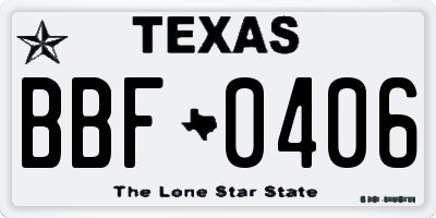TX license plate BBF0406