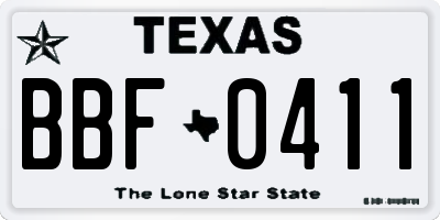 TX license plate BBF0411